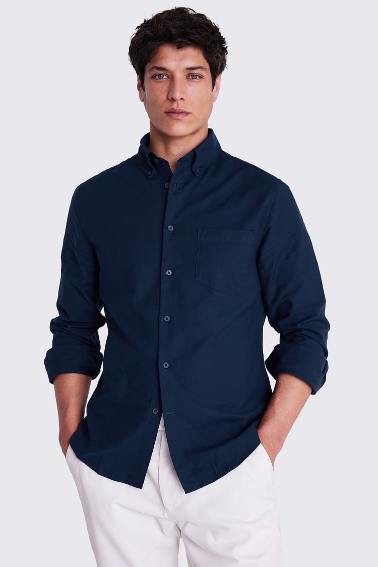 Navy Washed Oxford Shirt