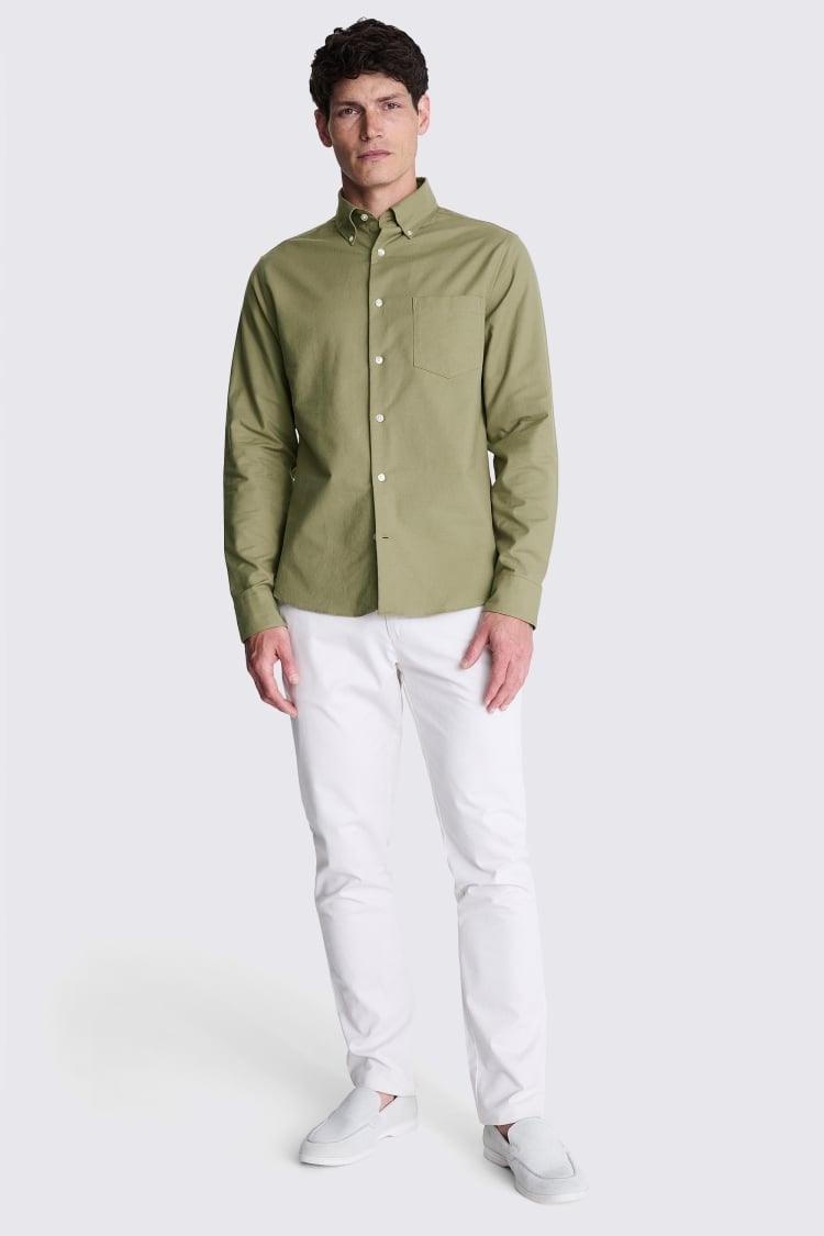 Olive Washed Oxford Shirt | Buy Online at Moss