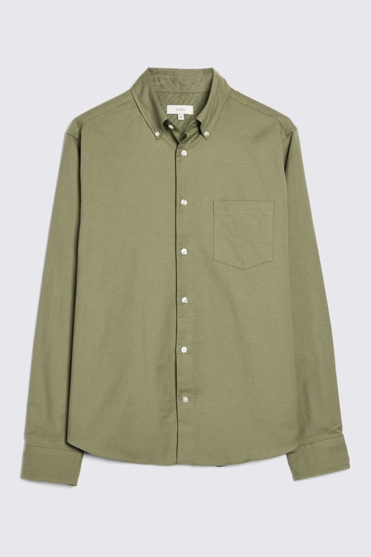 Olive Washed Oxford Shirt