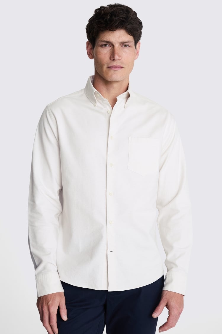 Seersucker Tall Men's Short Sleeve Shirt in Ecru