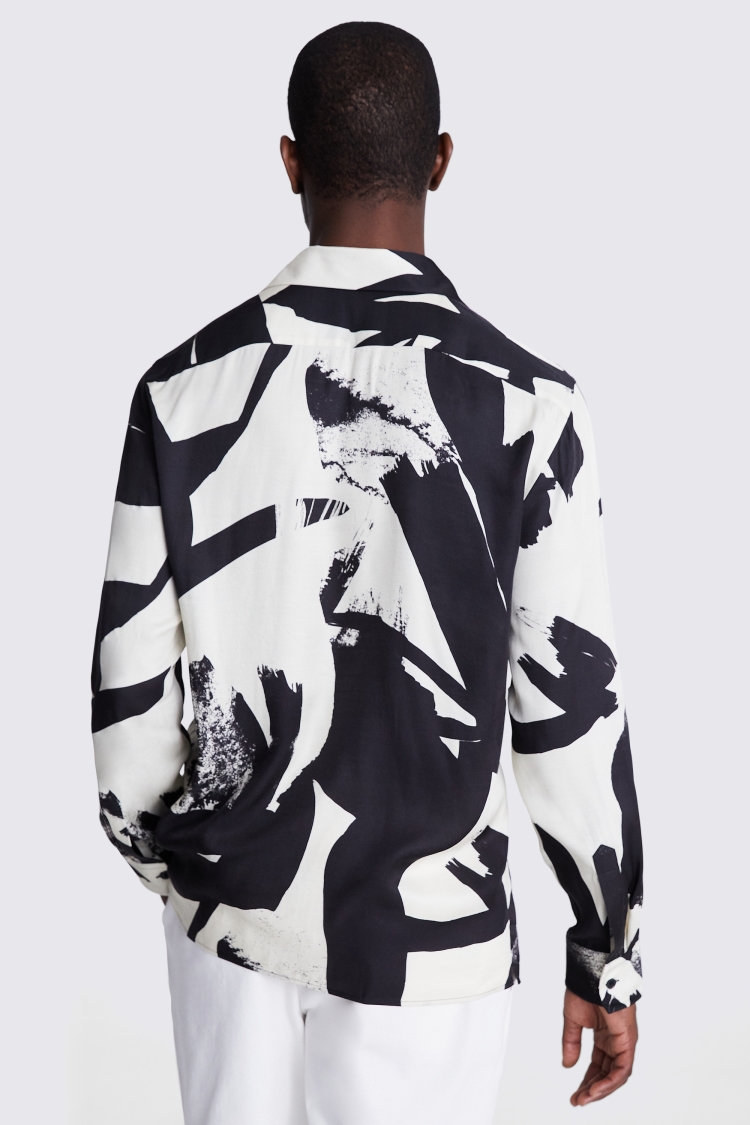 Off White & Black Abstract Printed Shirt