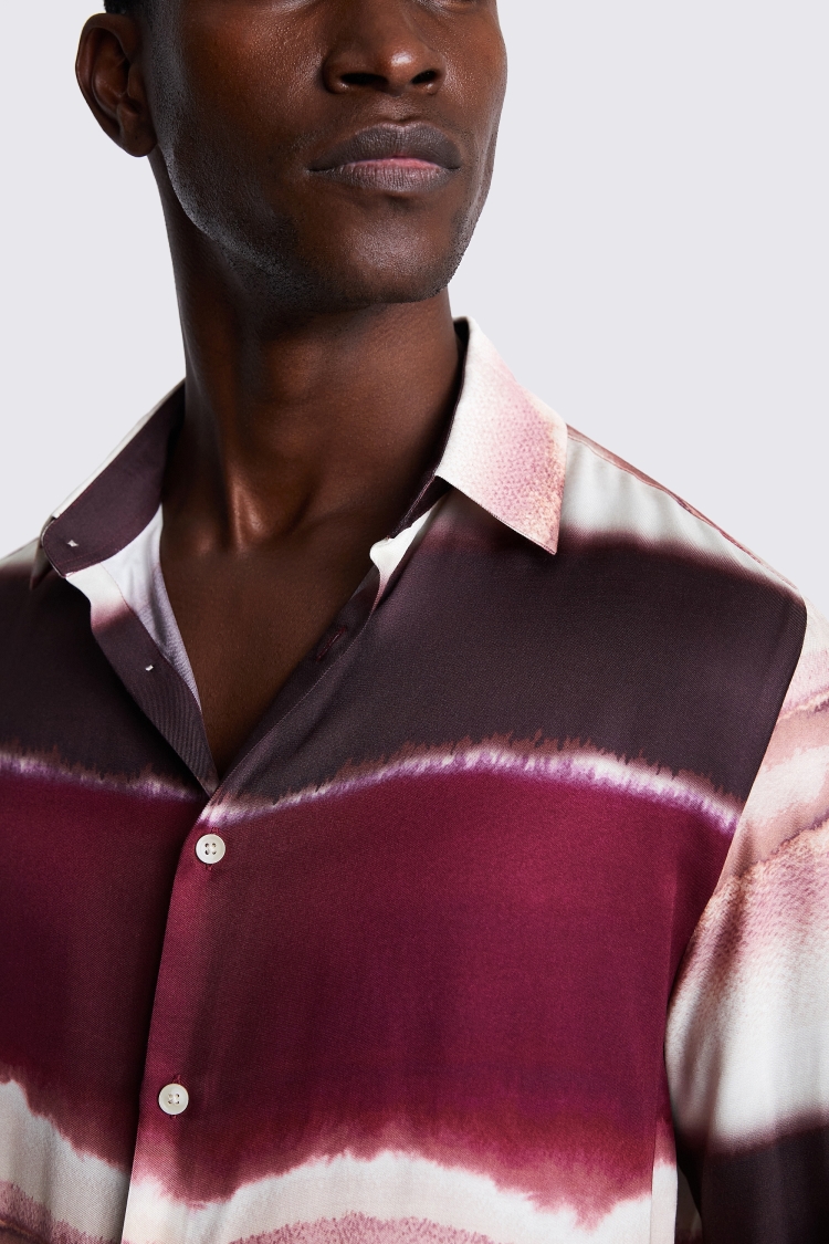 Burgundy Tie Dye Printed Shirt