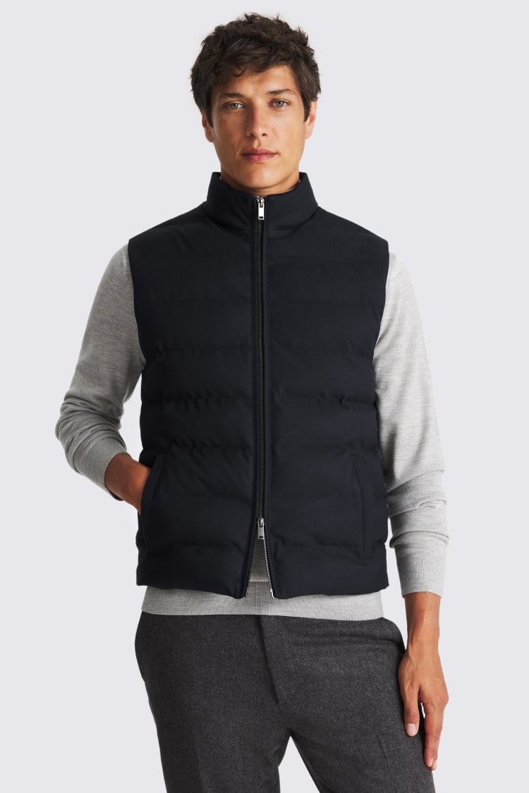 Navy Flannel Gilet 