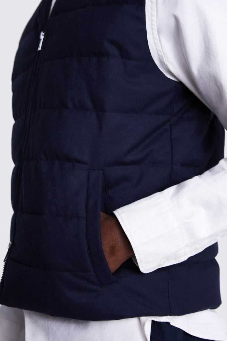 Navy Flannel Gilet 