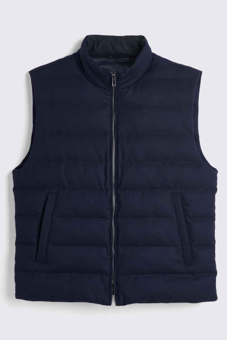 Navy Flannel Gilet | Buy Online at Moss