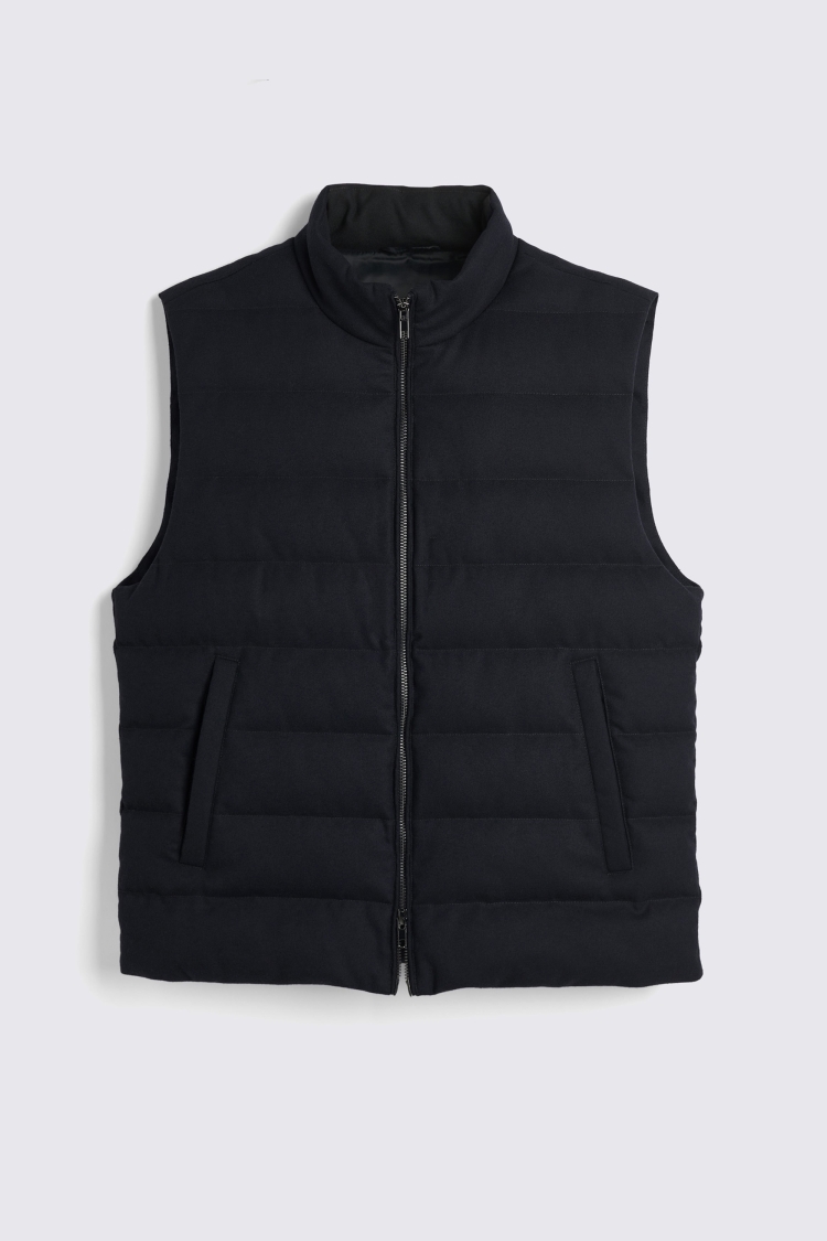 Navy Flannel Gilet 