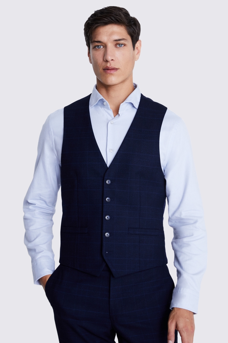 Slim Fit Ink Check Waistcoat 