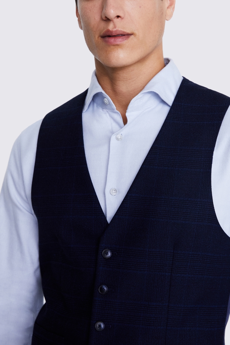 Slim Fit Ink Check Waistcoat 