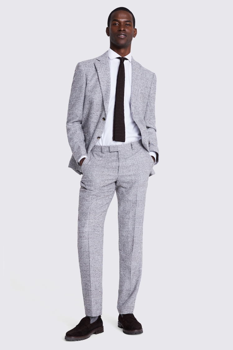 Tailored Fit Grey Check Tweed Suit