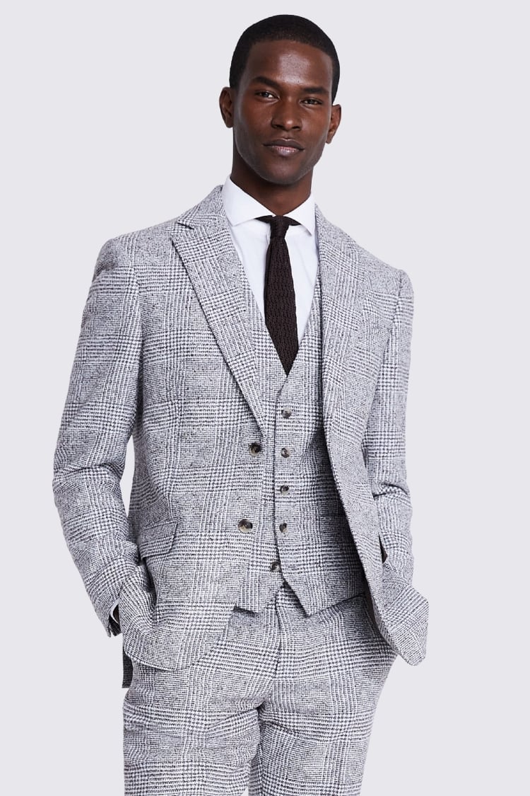 Grey Gun Check Tweed Waverly Jacket - Custom Fit Tailored Clothing