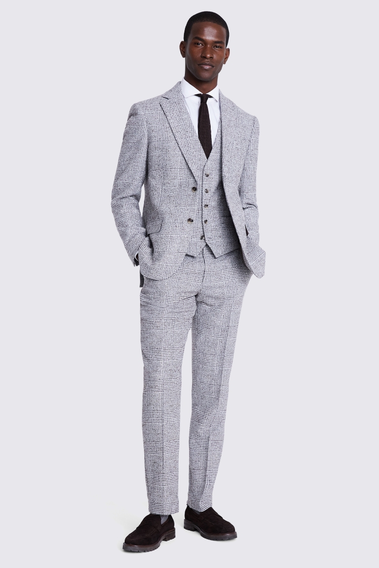 Tailored Fit Grey Check Tweed Suit