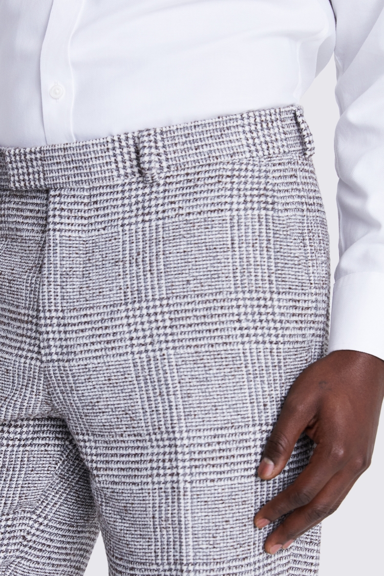 Tailored Grey Check Tweed Trousers