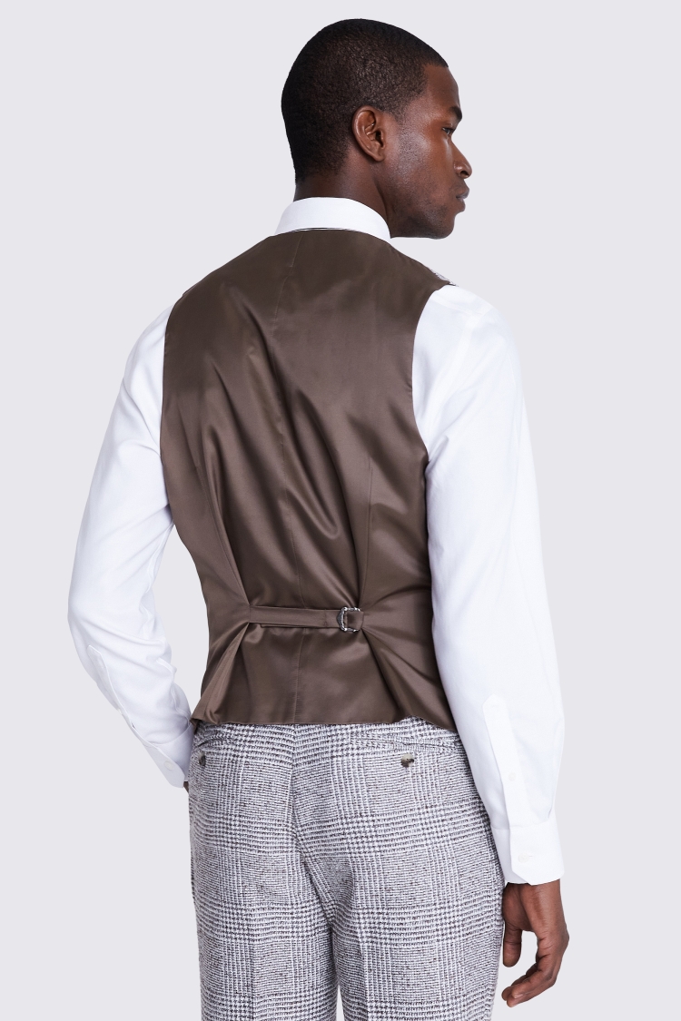 Tailored Fit Grey Check Tweed Waistcoat 