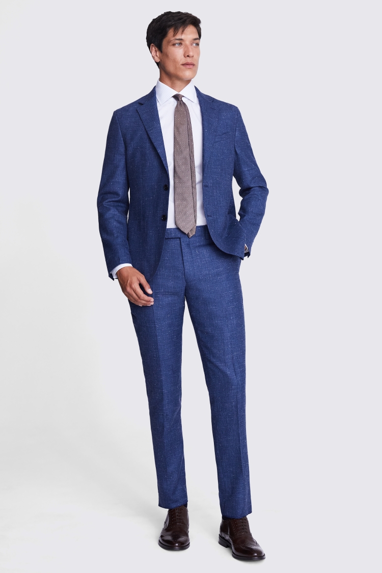 Slim Fit Navy Slub Suit