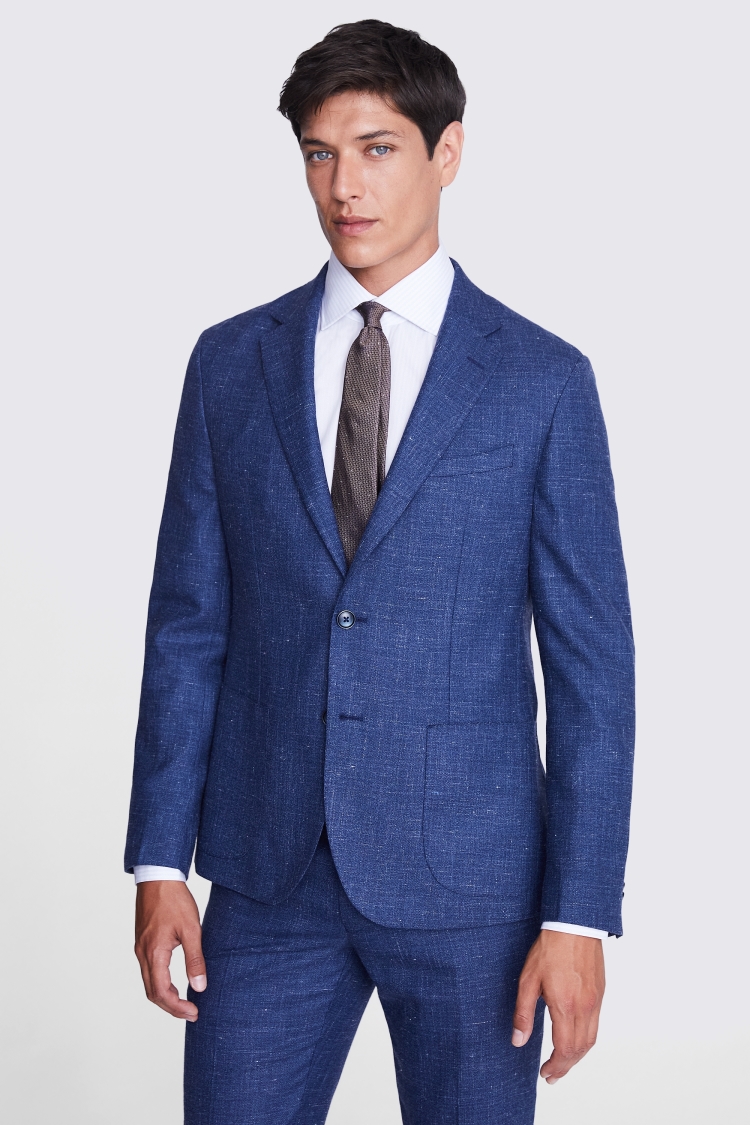 Slim Fit Navy Slub Suit