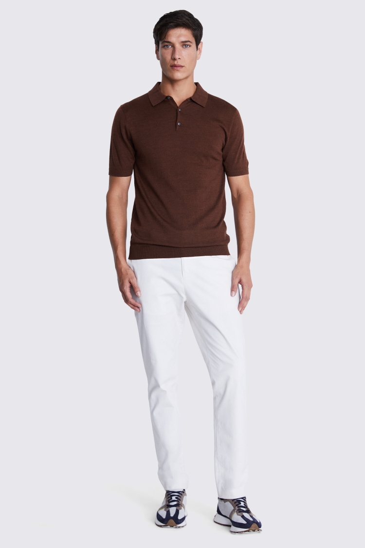 Rust Merino 3 Button Polo Shirt