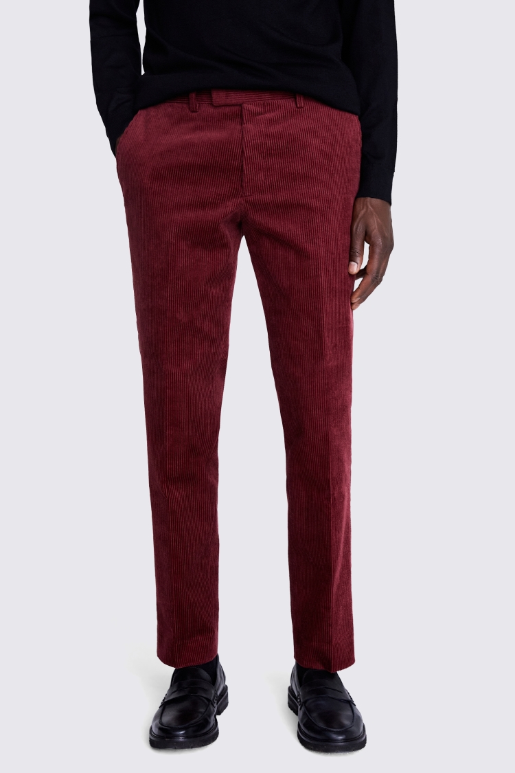 Slim Fit Red Corduroy Pants