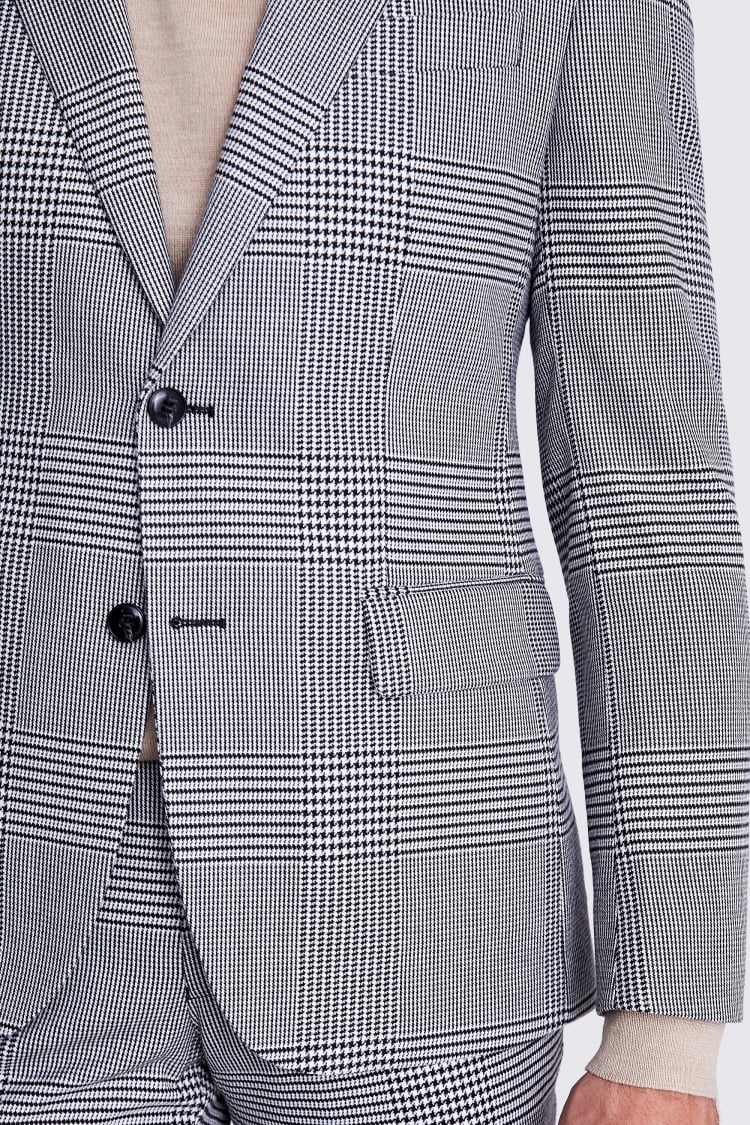 Slim Fit Black and White Check Jacket