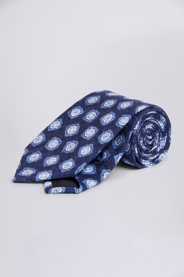 Bottinelli Navy & Blue Silk Medallion Tie