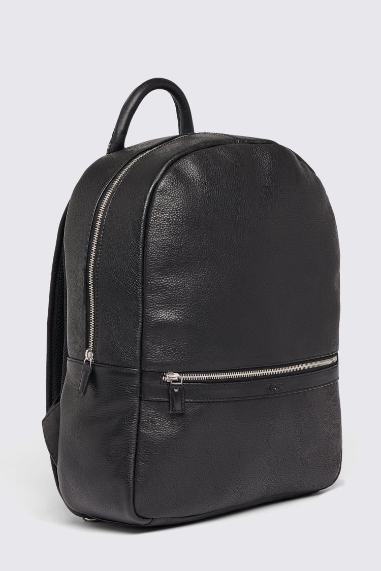 Black Grained Leather Backpack | Buy Online at Moss