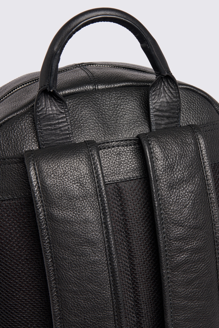 Black Grained Leather Backpack