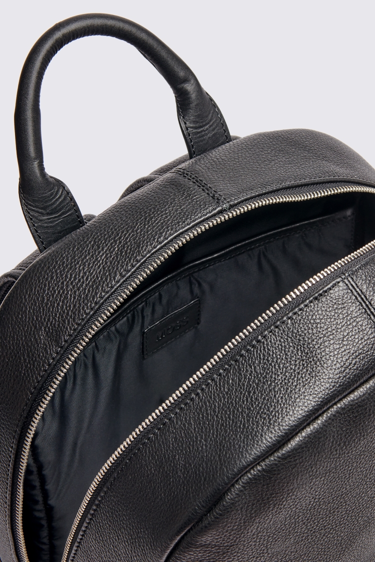 Black Grained Leather Backpack