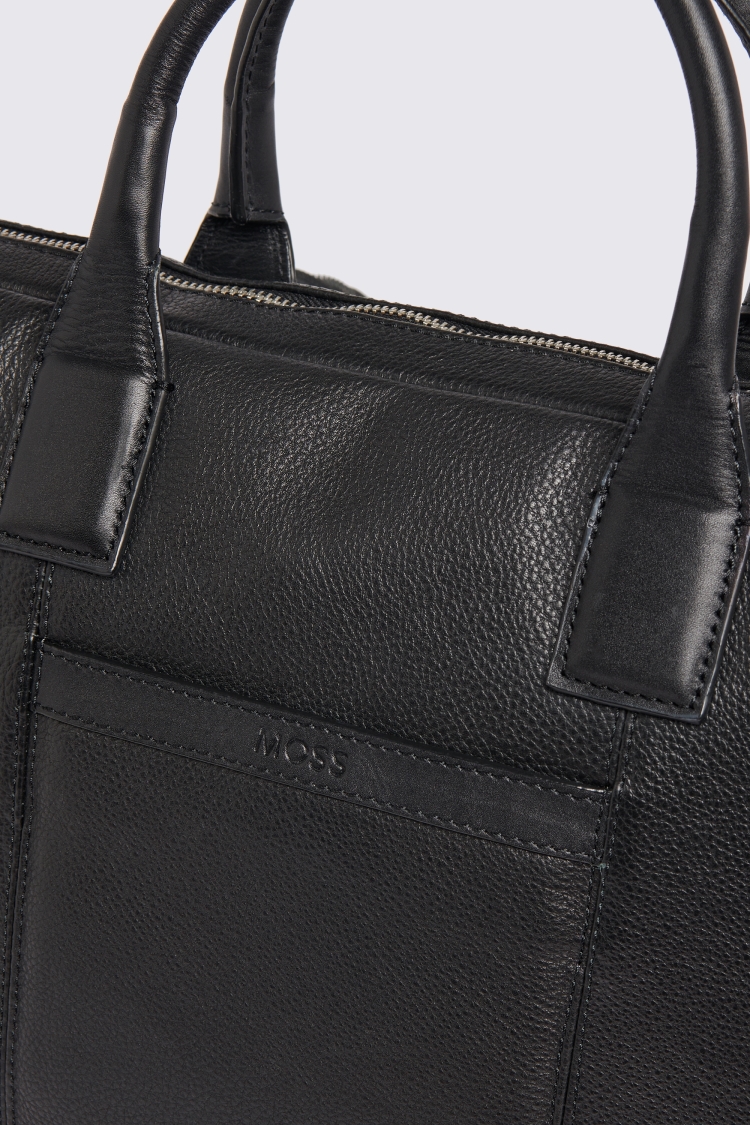 Black Grained Leather Briefcase | Buy Online at Moss