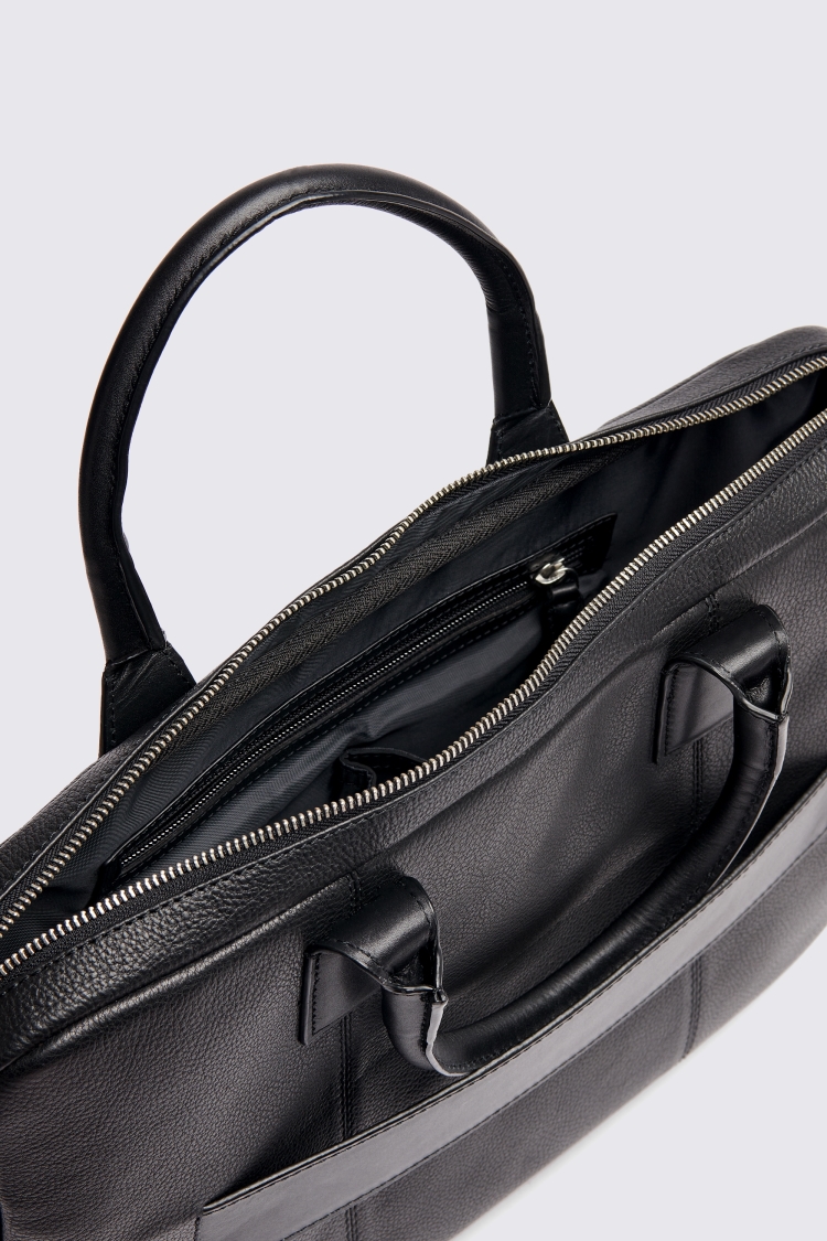 Black Grained Leather Briefcase | Buy Online at Moss