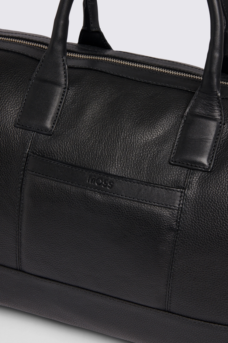 Black Grained Leather Holdall