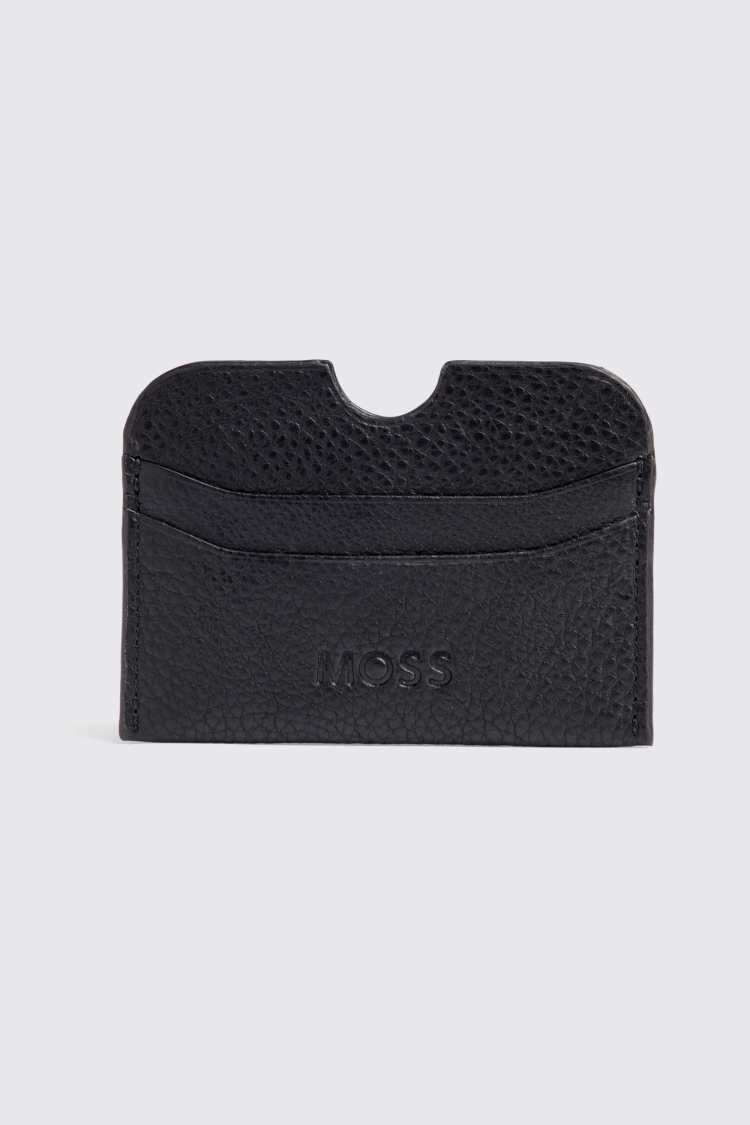 Black Grained Leather Card Holder