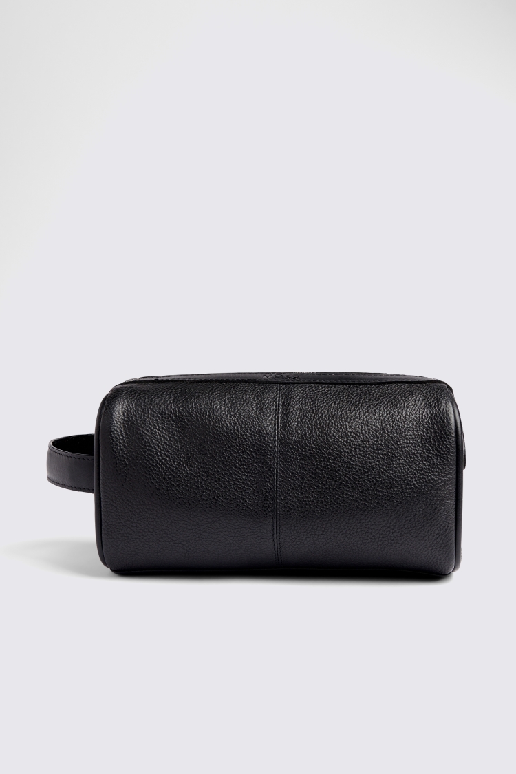 Black Grained Leather Washbag