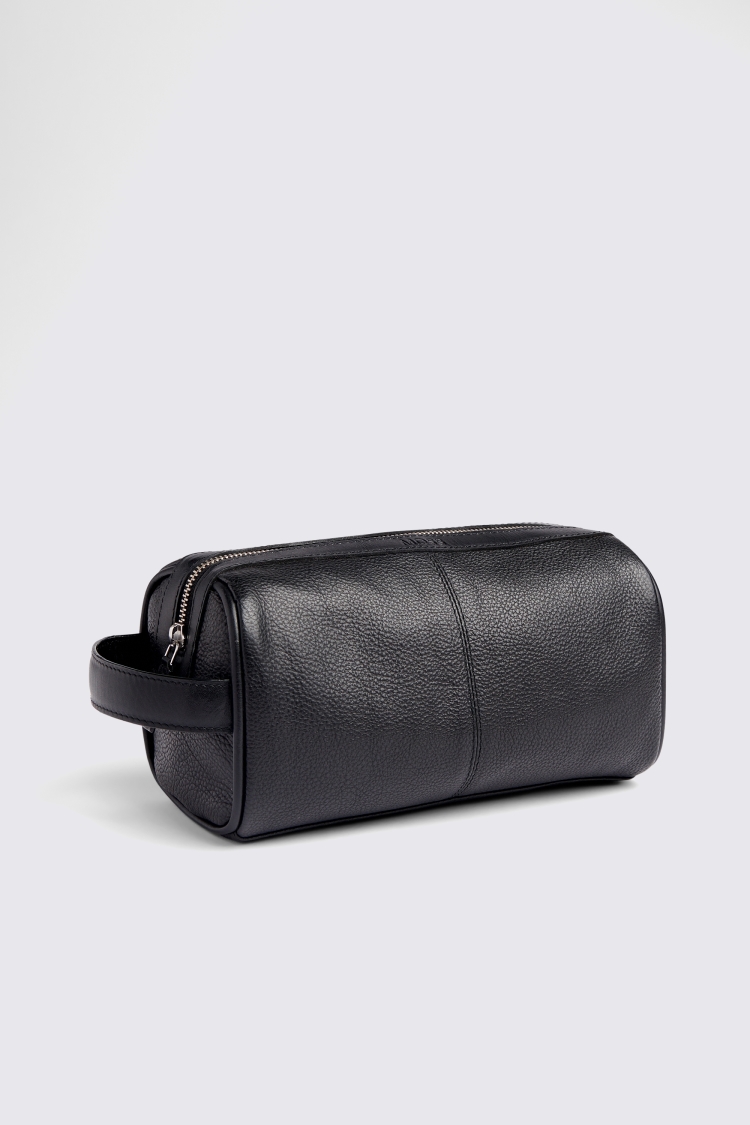 Black Grained Leather Washbag