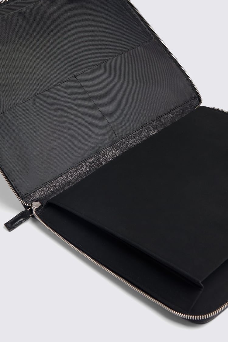 Black Grained Leather Laptop Case