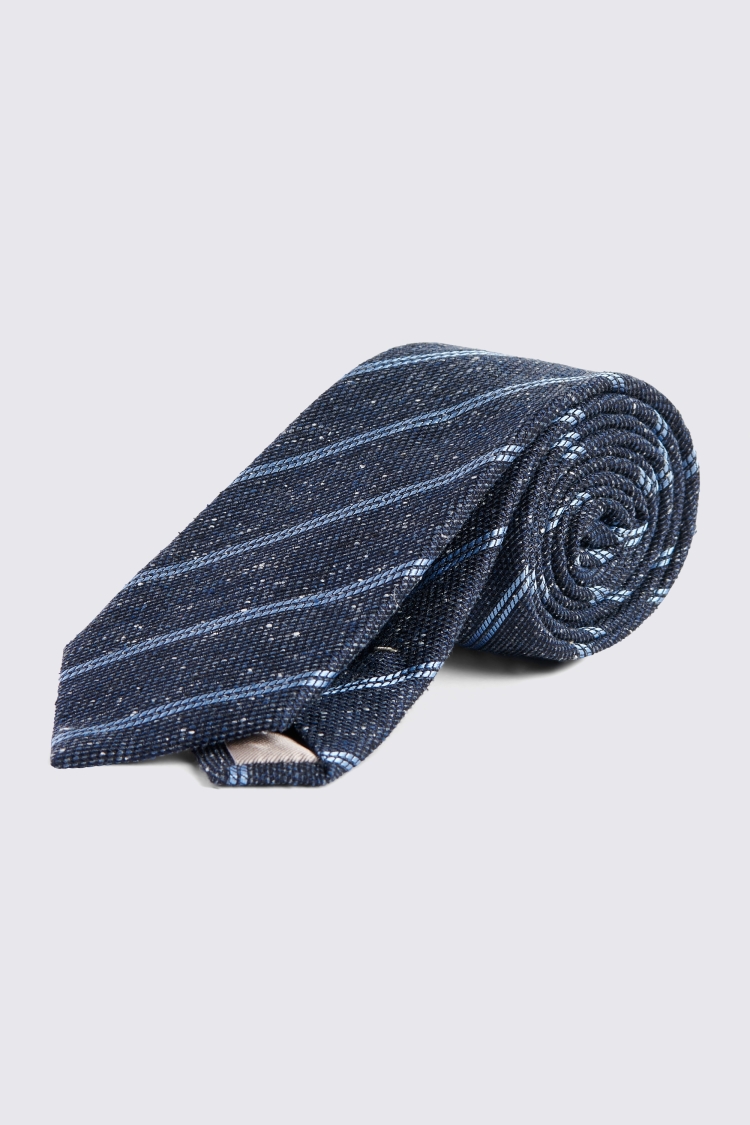 Navy Twin Stripe Ginga Silk Tie