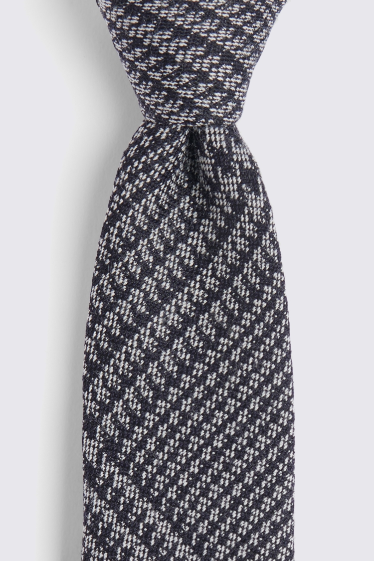 Navy & Grey Oversized Prince of Wales Check Tie
