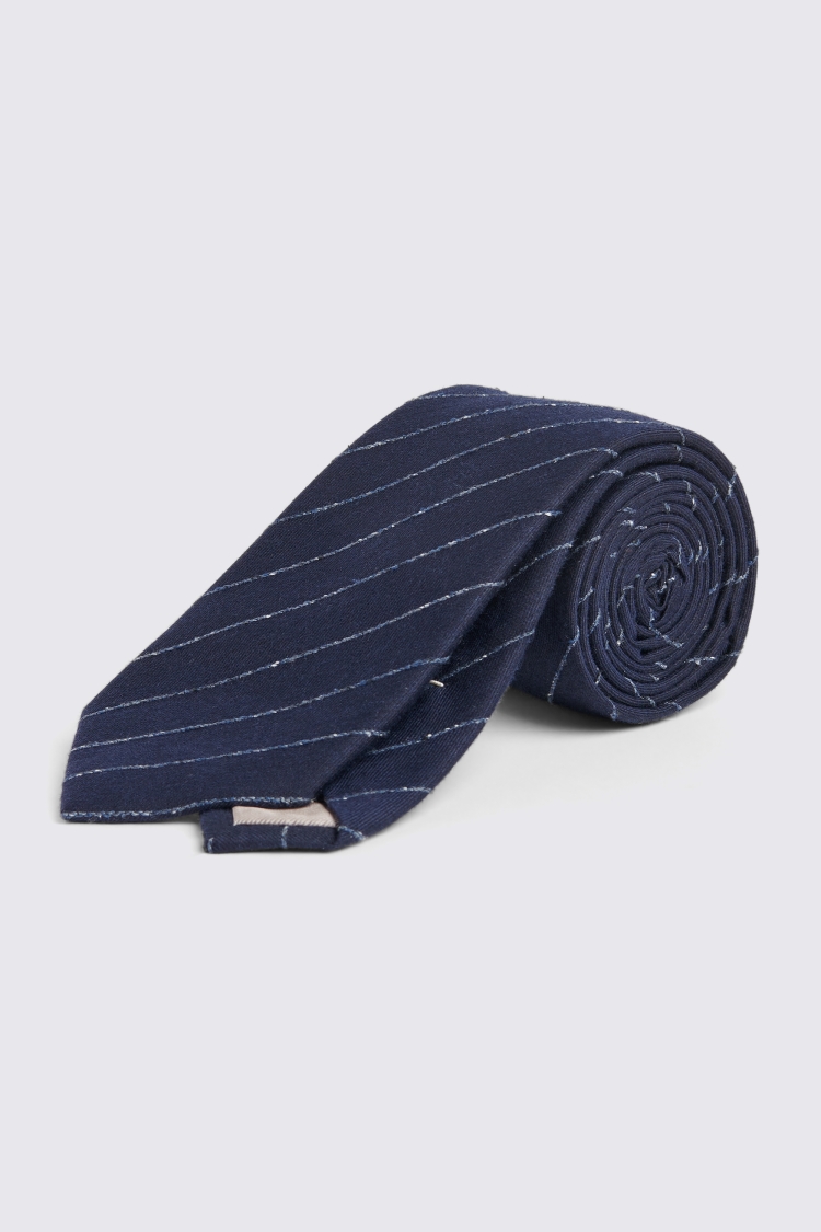 Navy Chalk Stripe Silk Blend Tie