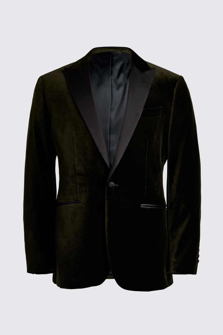 Regular Fit Olive Velvet Jacket | Buy Online at Moss