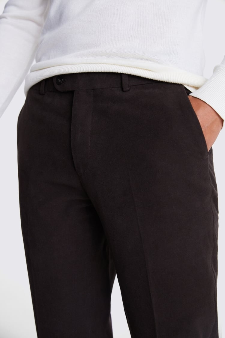 Tailored Fit Brown Moleskin Trousers | Buy Online at Moss