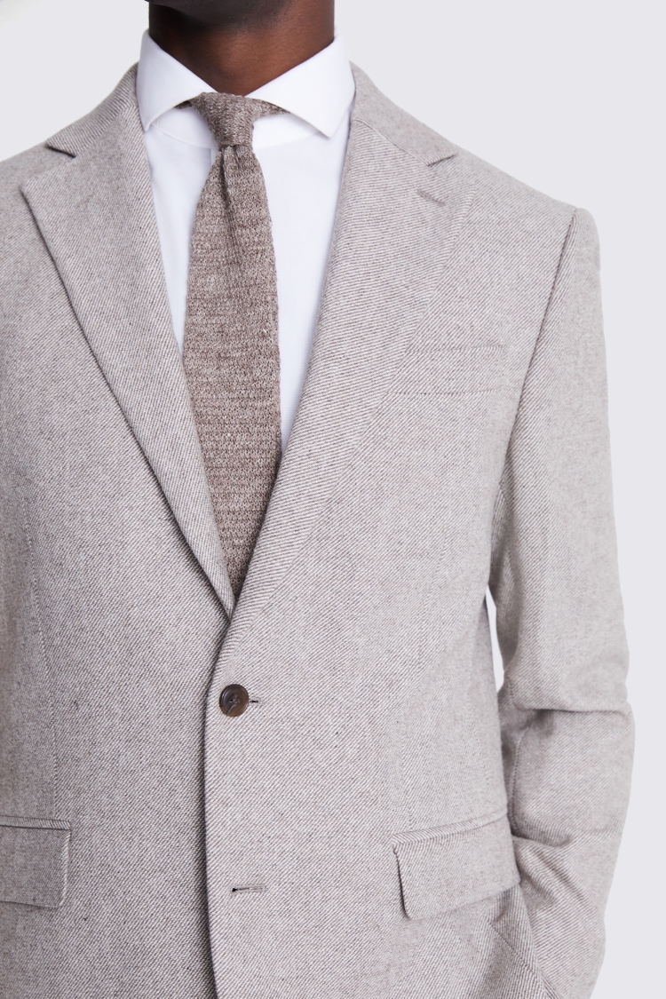 Regular Fit Taupe Twill Suit