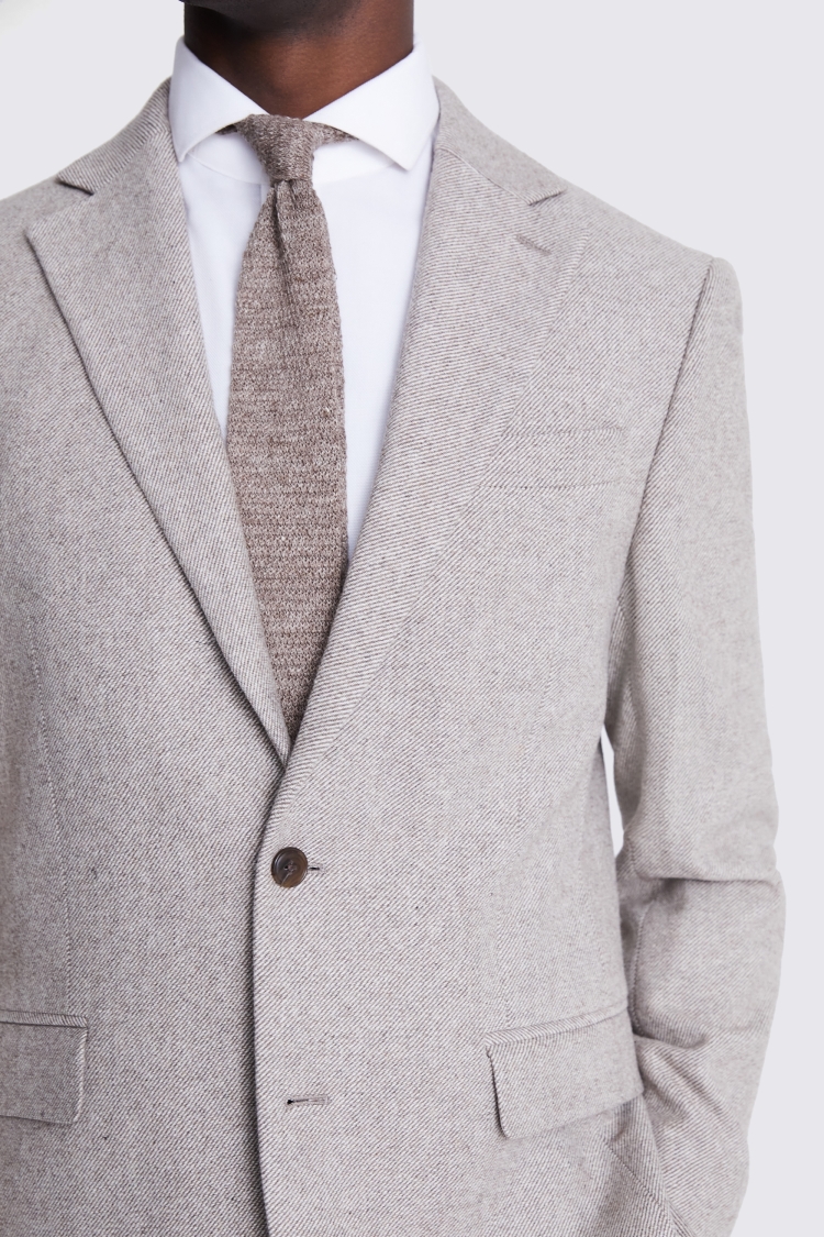 Regular Fit Taupe Twill Jacket