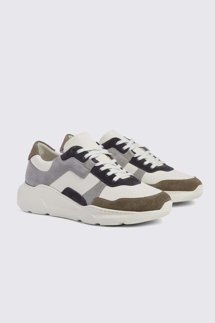 Brighton Grey & Khaki Chunky Trainers