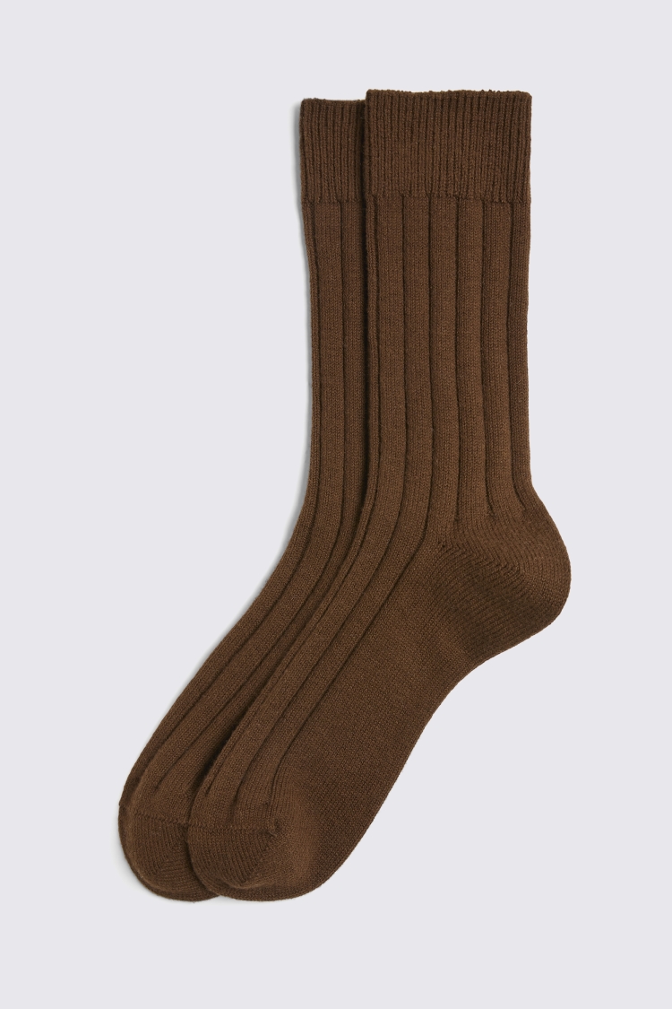 Chestnut Brown Cashmere Blend Socks | Buy Online at Moss