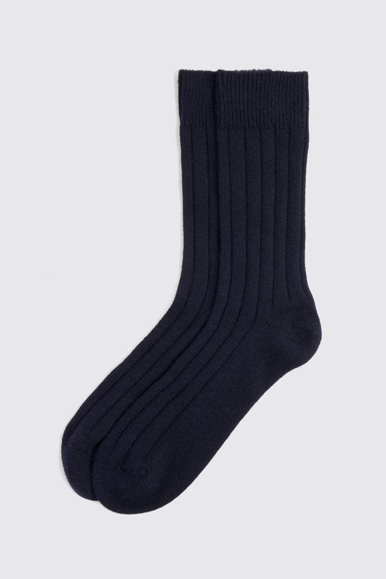 Navy Cashmere Blend Socks