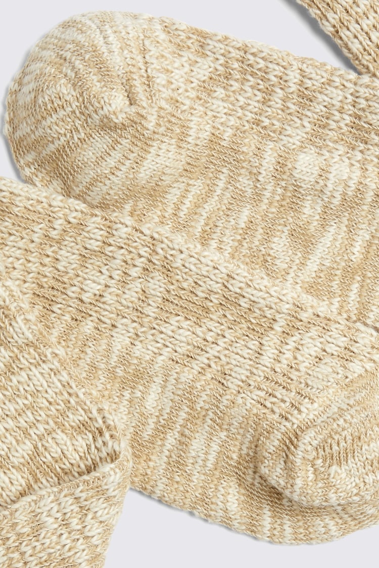 Beige Cotton Slub Socks