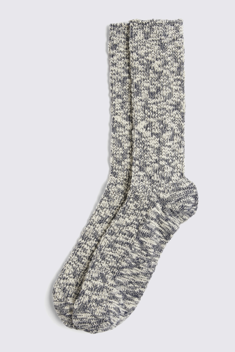 Navy Cotton Slub Socks