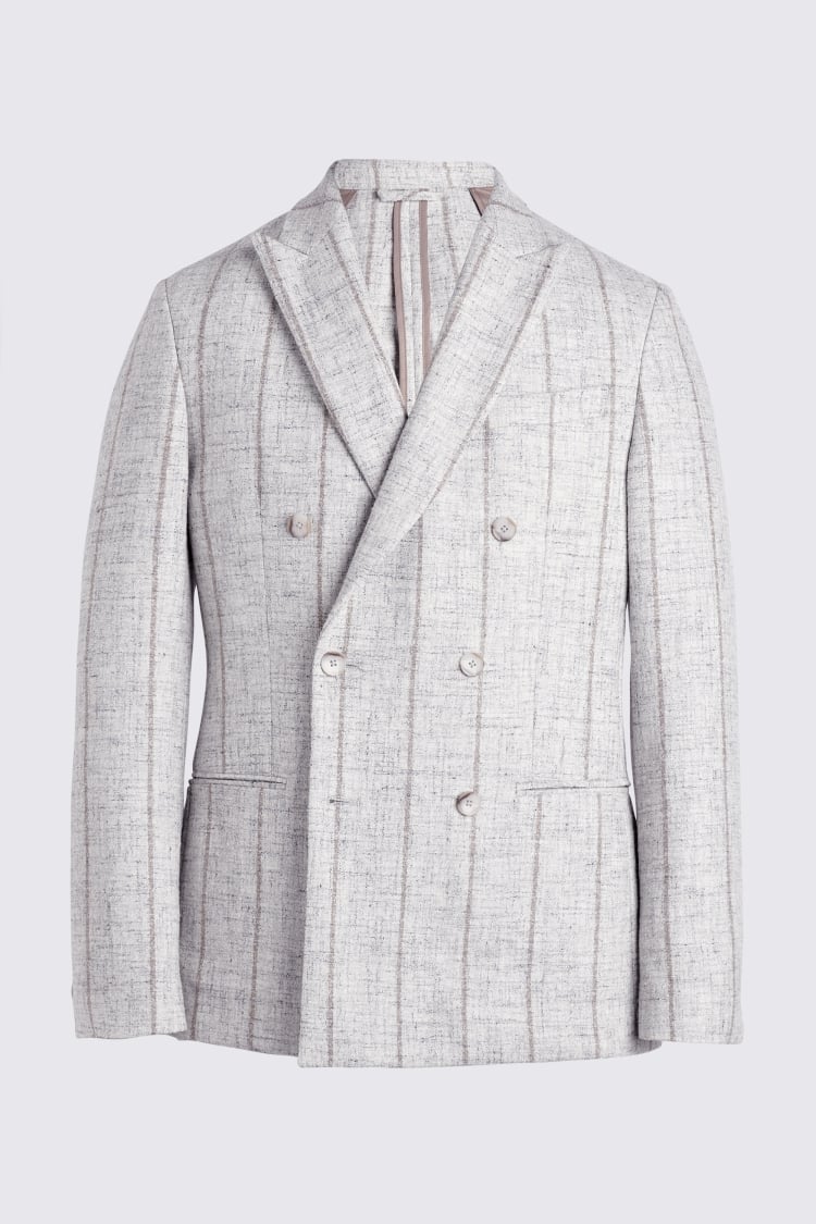 Italian Tailored Fit Light Grey Stripe Suit