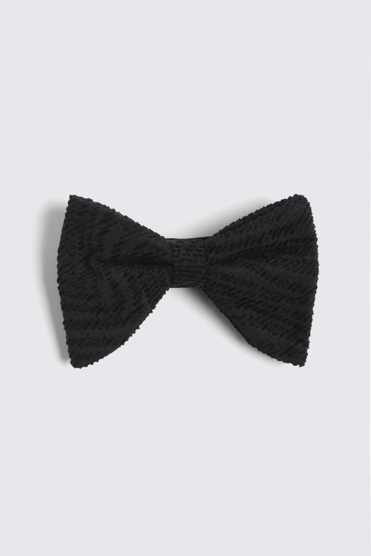 Black Textured Oversized Bow Tie