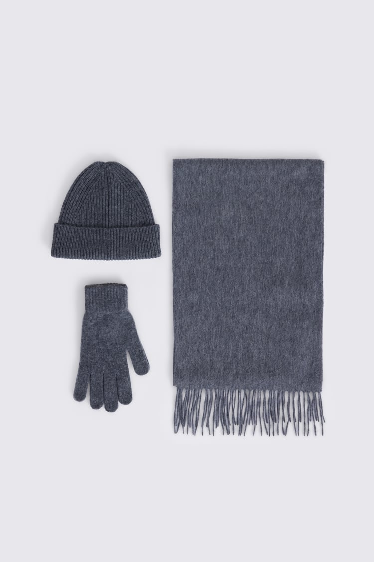 Charcoal Cashmere Blend Ribbed Beanie