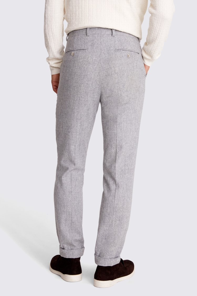Tailored Fit Light Grey Flannel Trousers