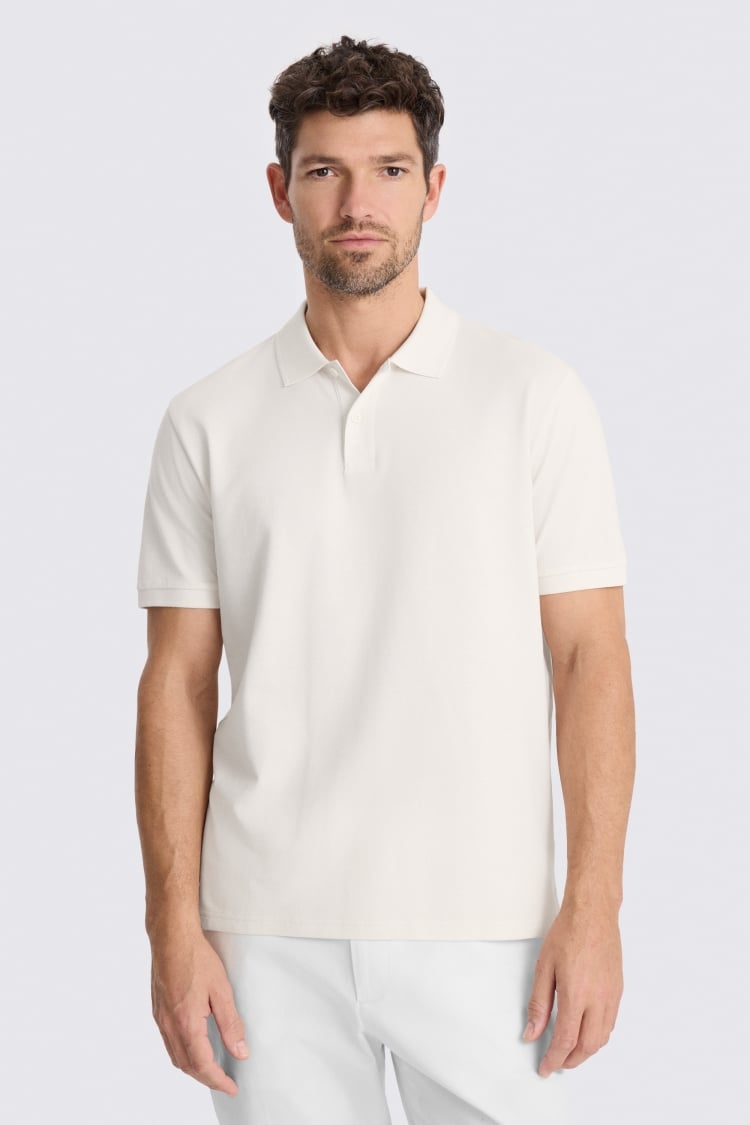 Off White Pique Polo Shirt